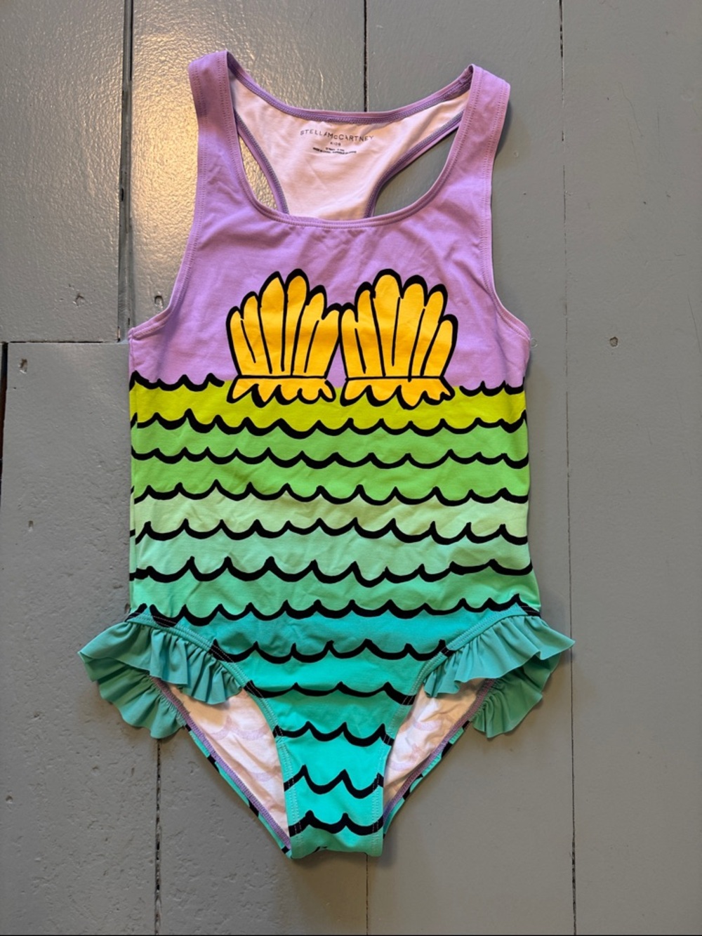 Stella McCartney Kids Lavender, Yellow & Aqua Mermaid One-Piece size 12 NWOT